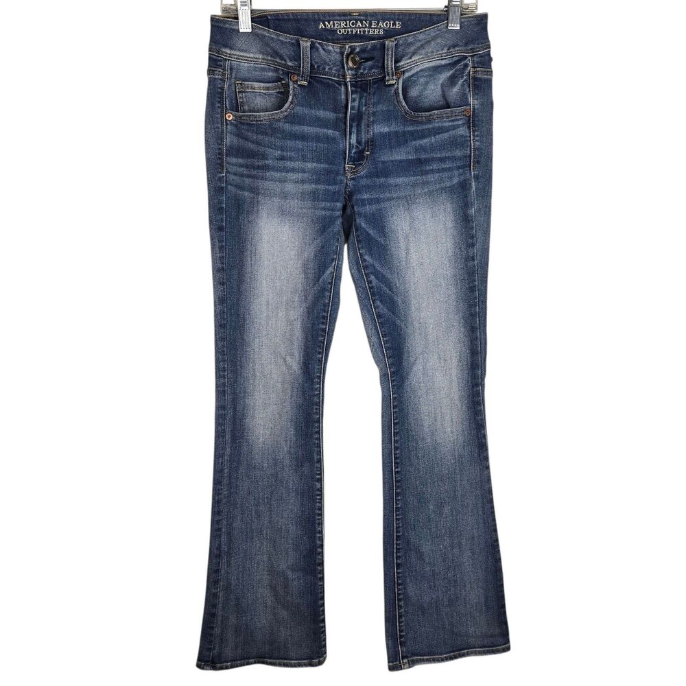 American Eagle Kick Boot Cut Jeans Sz 6 Regular Blue Stretch Y2K Flare Western